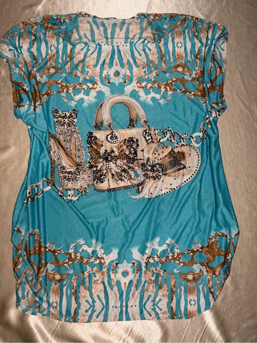 Blossom by P. Rhinestone Graphic Print Tunic Top One Size